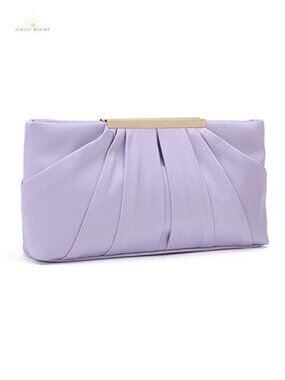 Pleated Satin Evening Clutch Formal Wedding Handbag